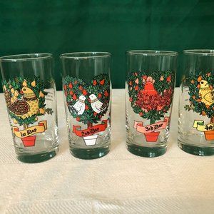 Vintage 12 Days of Christmas Drinking Glasses
